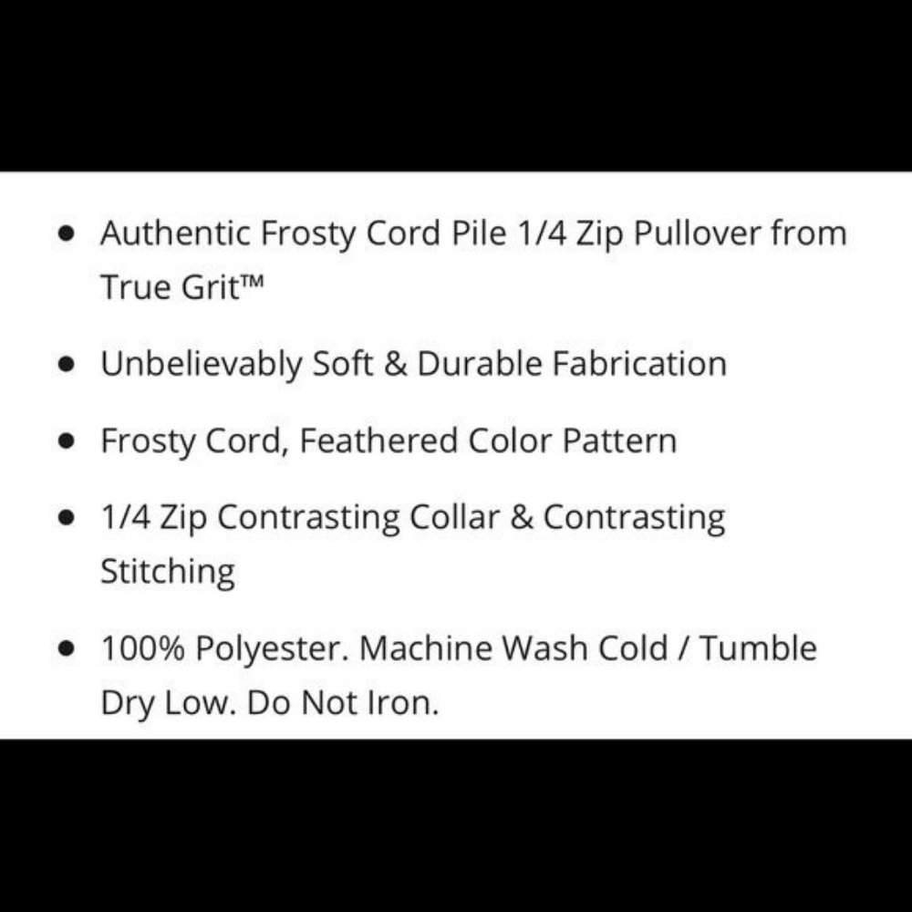 True Grit Frosty Cord Pile 1/4 Zip Pullover - Picture 7 of 8